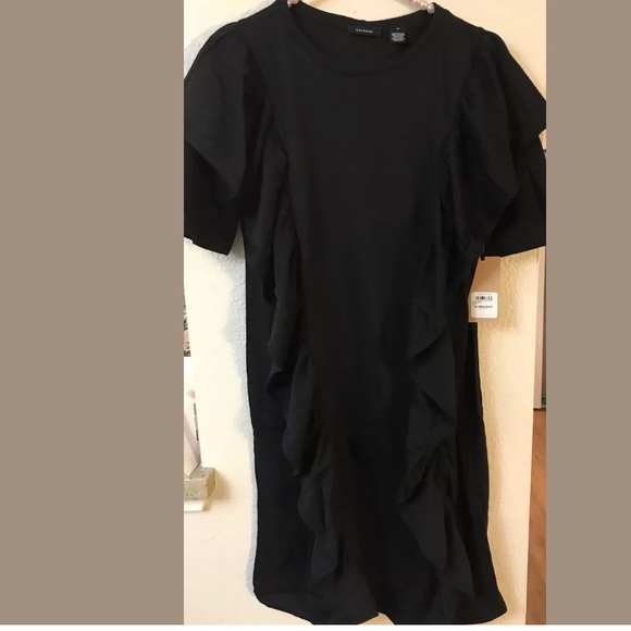 Halogen Black Ruffle Sweatshirt Dress - Picture 3 of 7